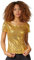 dressforfun 901013 Damen Pailletten Top, Glitzer Kurzarm Oberteil, Gold - Diverse Größen - (S)