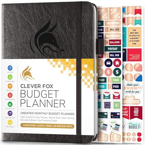 Clever Fox Budget Planer - Ausgaben Tracker Botizbuch. Monatliches Budgetierungsjournal, Finanzplaner und Rechnungsbuch zur Kontrolle Ihres Geldes, A5 - Dunkelgrau (Englisch)