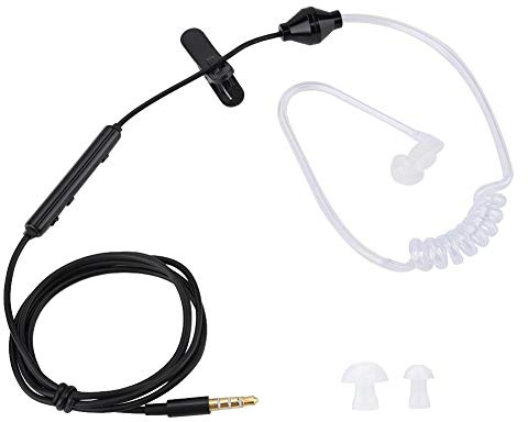 VBESTLIFE Anti-Strahlungs-In-Ear-Headsets Air Tube Security-Ohrhörer mit 3,5-mm-Mikrofonstecker für Mobiltelefone(Schwarz)