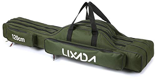 Lixada 3 Schicht Portable Folding Angelrute Tasche Angelrute Werkzeuge Aufbewahrungstasche Angelausrüstung Angelgerät Tasche,Rutentasche Rod Case für Angelruten,90/120/150 cm(optional)