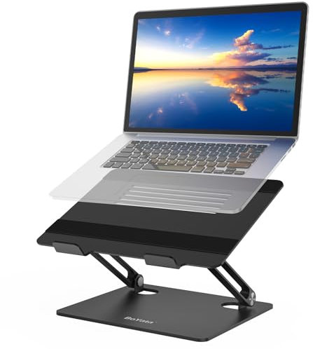 BoYata Laptop Stand, Multi-Angle Laptop Riser with Heat-Vent, Adjustable Notebook Stand Compatible for Laptop (11-15 inches) Including MacBook Pro/Air, HP, Dell, Samsung (Black)
