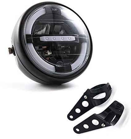 Phares de moto Phares universels à LED 7 '' avec feux de jour pour Cafe Racer Bobber Chopper