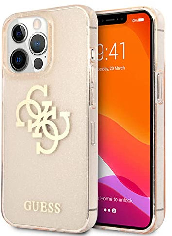 Guess GUHCP13LPCUGL4GGO Case for iPhone 13 Pro / 13 6.1 Inch Golden Glitter 4G Big Logo