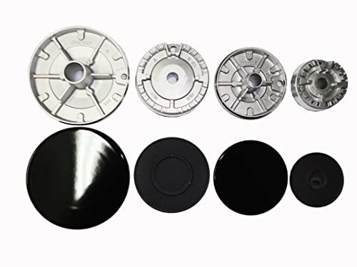 Kit bruciatori spartifiamma Originali Whirlpool Ariston C00082831 completi di copertura smaltata liscia nera lucida per cucina piano cottura - KIT00235/OR