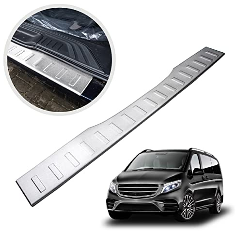 CHROMEMASTER Protezione paraurti posteriore compatibile con Mercedes Vito Classe V W447 2014 in acciaio inox spazzolato, argento opaco, protezione per il bordo del bagagliaio