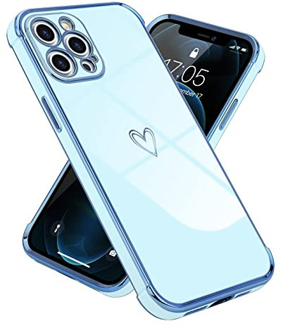 Lafunda kompatibel mit iPhone 12 Pro Max（6,7 Zoll） Handyhülle Mädchen Liebesherz Silikonhülle weich TPU Hülle Ultra dünn Stoßfeste Schutzhülle Bumper Silikon case für iPhone 12 Pro Max Blu