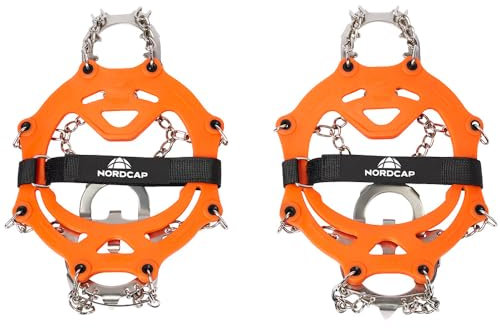 NORDCAP Eis- und Schneeschuhketten, Steigeisen für mehr Grip im Winter, Schuhketten mit 14 mm hohen Zacken, Spikes für eisiges & verschneites Gelände, Unisex, Gr. M