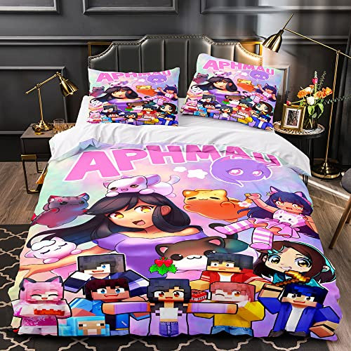 PTNQAZ Hot Aphmau Bettwäsche-Sets für Einzel-, Doppel-, Kingsize-, Spielbett-Set, Kinderzimmer, Bettbezug, Bettwäsche (Einzelbett, 1)