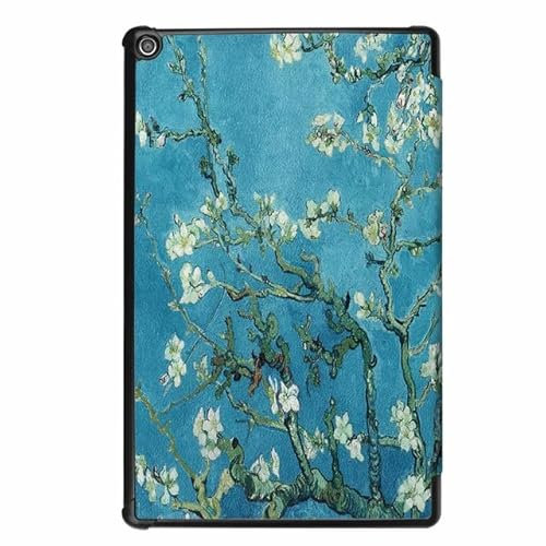 Yuuloo Hüllen für eBook-Reader, 1pc Fall for Kindle Fire HD 10 2019 Tablet-Abdeckung for brandneues Feuer HD10 2019 10.1 Clever Pu Lederstand Capa Funda+Film+Stift (Color : Apricot Flower)