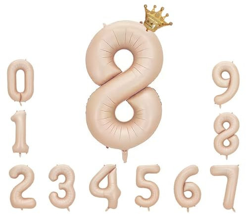 Foil Luftballon 8 Helium Folienballon Zahlen Ballon XXL Folien Beige Ballon 8 Geburtstag 100cm/40inch