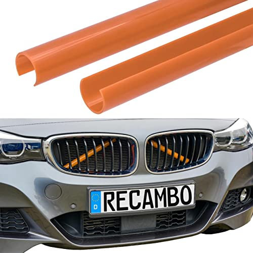 RECAMBO Kühler Grill Einsatz, Frontgrill Zierleisten Streifen, Grill V Streben | Kompatibel mit BMW 5er F07 F10 F11 2011-2016 F18 X1 F48 X2 F39 | Orange