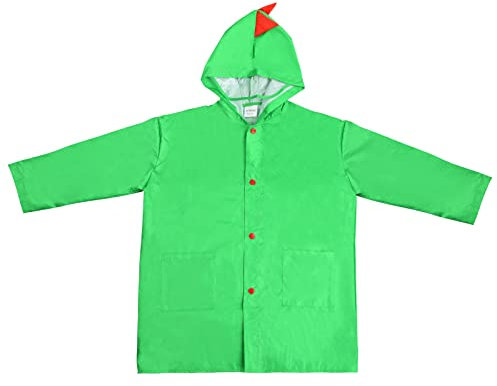 Kids Raincoat, Waterproof Children Rain Coat with Hood, Cartoon Rain Poncho for Boys Girls 5-8 Years, Toddler Rainwear Rain Jacket Suit Cape for Outdoor Hiking Cycling Climbing Camping (Green)