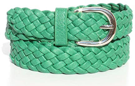 glomy * Geflochtener Gürtel für Damen und Mädchen, handgewebter Gürtel für Hosen oder über Kleid aus Halbleder, grün, Einheitsgröße