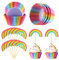 qingmeng Muffinförmchen Papier, 100 Stück Muffins Papierförmchen, 12 Stück Regenbogen Deko Form Cupcake Topper, muffin förmchen papier für Kindergeburtstag Baby Shower Party Dessert Hochzeit