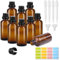 Svalor 8 Stück Pipettenflasche 50ml, Braunglasflasche, Tropfflasche, Apothekerflasche Flaschen ätherische Öle mit Trichter Aufkleber Tropfer und Etikett für Ätherische Öl, Parfümöle und Aromatherapie