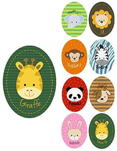 8 parches infantil serigrafiados para planchar en la ropa. Aplicaciones termoadhesivas para reparar y decorar pantalones, chaquetas, jerseys, mochilas (Animales Jirafa)