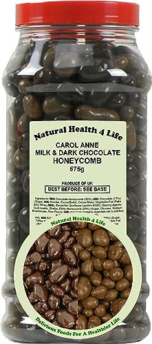 Natural Health 4 Life Carol Anne Confectionery Milk Chocolate and Dark Chocolate Honeycomb 675 g in Gift Jar (1 Jar)