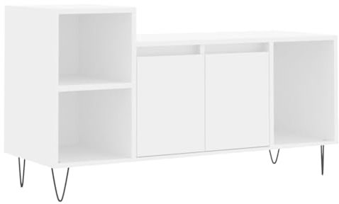 vidaXL TV Schrank, Fernsehschrank mit Eisenbeinen, Fernsehtisch für Wohnzimmer, Lowboard Sideboard TV Ständer TV Gerät, Weiß Holzwerkstoff