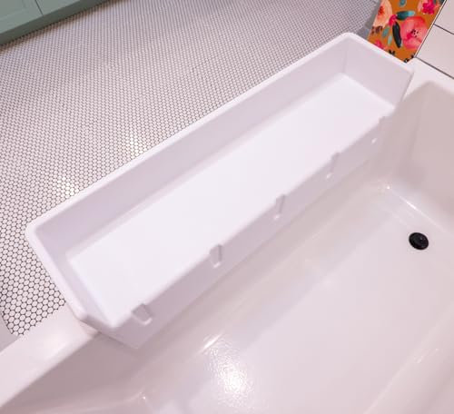 Tub Topper® Badewannen-Spritzschutz, Spielregal – Spielzeug-Tablett Caddy Halter Aufbewahrung – Saugnäpfe befestigen an der Badewanne – kein Durcheinander von Wasser im Badezimmer – Spaß für