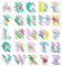 Yolev 52pcs Iron On Letter Patches, A-Z Flower Embroidery Alphabet Patches Sew Embroidered Patches, Alphabet Patches for Clothing Backpacks Hats Shirts