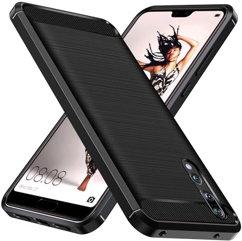 ivoler Silikon Hülle für Huawei P20 Pro, [Militärischer Schutz] Stoßfest Handyhülle, Dünne Weiche Flexible TPU Kratzfest Schutzhülle Anti-Fingerabdruck Case Cover, Schwarz