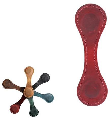 Vintage Deko Bookmark, Magnetische Lesezeichen aus Leder, Personalisierte Seitenmarkierungen Geschenk, Doppelseitig Magnetische Clips, Unverzichtbare Modeprodukte für Leser(Rot)