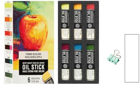 Sennelier Oil Sticks Mini-Set, Natur-Apfel, zweifarbig und Mini-Zange, 6 Stück