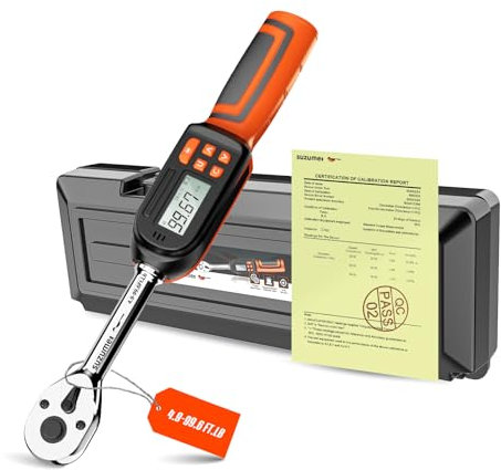SUZUME Digital Torque Wrench 3/8 Drive (4.9-99.6 Ft. Lb/ 6.6-135 N.m)±2% High Accuracy Digital Torque Wrench with Buzzer and LED Flash Notification Four Units of Measure Torque Wrench Digital