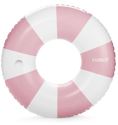 FUNBOY Riesiger Vintage-Schwimmer, gestreift, 122 cm, mit integriertem Getränkehalter, perfekt für eine Sommer-Pool-Party, groß