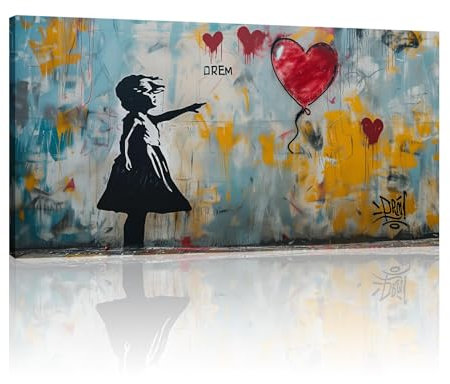 Banksy Money Art Wanddekoration, große Kunstwerke, Gemälde, Bilder, Wandkunst, fertig zum Aufhängen für das Wohnzimmer, 53 x 112 cm/(21 x 44 Zoll) mit Rahmen