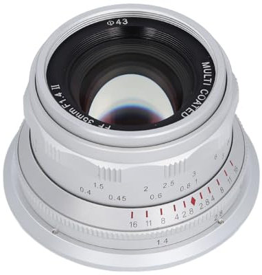 Objetivo 35mm Full Frame F1.4 Gran Apertura Enfoque Manual Foco Fijo, Montura RF Repuesto para EOSR, RP, Ra, R5, R6, R3, R5C, R7, R10, para R6Mark II, R50, R100 (White)