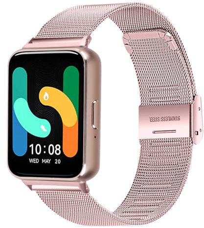 Galaxy Fit 3 - Cinturino di ricambio in metallo intrecciato, compatibile con smartwatch Samsung Galaxy FIT 3 SM-R390, cinturino regolabile per Galaxy FIT 3, unisex, colore rosa