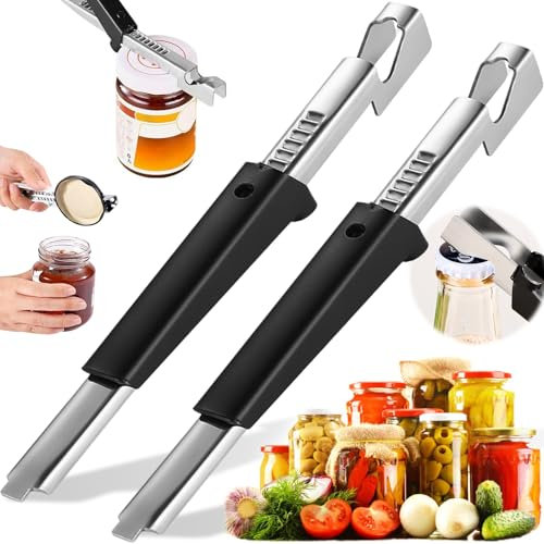 2 Stück Verstellbarer Dosenöffner, Glasöffner Schraubdeckelöffner, Einstellbarer Multifunktionaler Dosenöffner aus Edelstahl, Dosenöffner & Deckelöffner, Deckelöffner für Senioren Schwache Hände