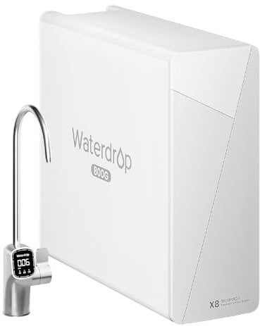 Waterdrop X8 Sistema de Ósmosis Inversa, NSF/ANSI 58&372 Certificado, 800 GPD Filtro de Agua de Ósmosis Inversa sin Tanque, 9 Etapas, 2:1 Puro a Drenaje
