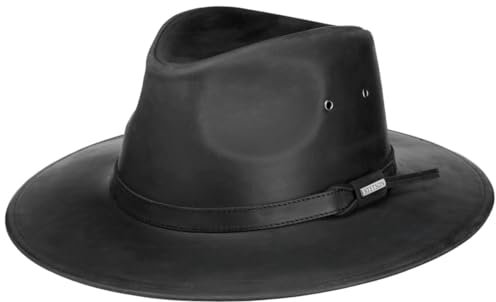 STETSON Westernhut Buffalo Lederhut Herrenhut Sommer Winter schwarz XL (60-61 cm)