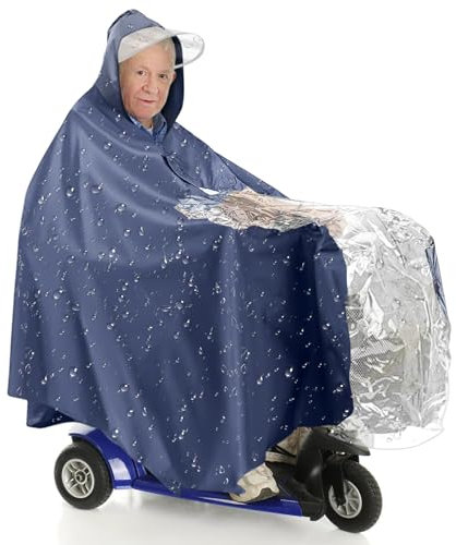Regenschutz für Mobilitätsroller, Regenponcho für Elektrofahrzeuge Wasserdicht Mobility Scooter Cape Cover Rollstuhl-Regenmantel mit Kapuze und durchsichtigem Panel