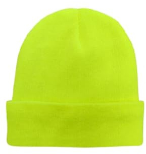 Hamble Distribution Ltd Adult Thermal Hi Vis Yellow Beanie Hat for Men's Woman's Lightwiight Knitted Warm Stretchy Hat for Winter Autumn