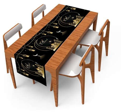 Eid Deko Tischläufer, Eid Mubarak Tischläufer Tischdecke Muslimischer Islam Eid Adha Festival Party Tisch Dekorationen, 180*35cm