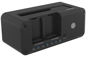 ICY BOX M.2 NVMe & SATA SSD/HDD Docking Station, USB-C 10Gbps (USB 3.2 Gen2) Cloner&Reader, TripleBay Standalone Drive Dock for 2.5/3.5 SSD&HDD Hard Drives, Offline Cloning, Tool-Free