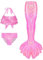LCpddajlspig Flossen Kinder, Meerjungfrauenflosse Mädchen Mit Bikini Set Schwimmflossen Kinder Meerjungfrau Badeanzug Bikinis Monoflosse Meerjungfrauen Badekleid Badebekleidung Rosa 4-5 Jahre