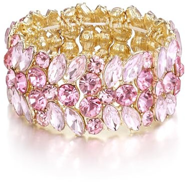 EVER FAITH Damen Stretch Armband Marquise Kristall Art Deco Armkette für Hochzeit Party Rosa Gold-Ton