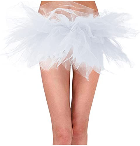 Vestido de verano para mujer de 6 capas, tutú, mini falda de ballet, princesa clásica, faldas de ballet esponjosas, zapatos de hombre, Blanco., L