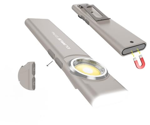 KLARUS E5 Plus Lampe de poche EDC ultra-fine, double interrupteur, triple éclairage, 650 lumens, rechargeable par USB-C, ultra-portable, avec base magnétique et clip de poche (Gris)