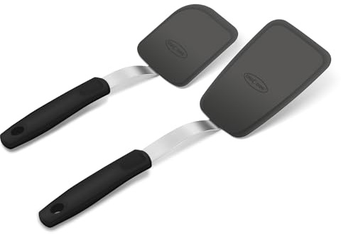 Unicook 2 teiliges kleines Silikon Pfannenwender Set – Hitzebeständige Pfannkuchenwender für Antihaftgeschirr, Pfannenheber Küche Zubehör für Spiegelei Omelette Pfannkuchen