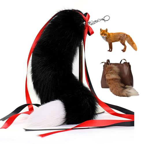 Fuchsschwanz,Fuchsschwanz Anhänger Länge 70 Cm,Aus Echtem Fuchspelz,Fell Schwanz Keychain Extra Groß Schlüsselring Tasche Zusätze Auto Schlüsselketten Anhänger Weich Flaumig Dicht Dekoration