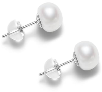 COYATE Pearl Earrings Sterling Silver White Freshwater Pearl Stud Earrings for Women Hypoallergenic 6-6.5mm Simple Elegant Jewelry Gift for Her,Mother,Bride,Friend