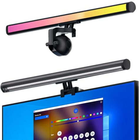 MIWATT Barre Lumineuse LED USB pour Moniteur PC, 40 cm, Contrôle par Application, 3 Modes d'Éclairage, Double Éclairage, Protection des Yeux, Installation Adhésive