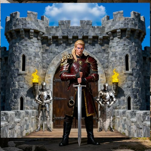 WADORN Mittelalterliches Burg Foto Requisiten Banner, 200x180cm Mittelalterliche Party Hintergrunddekor Gewölbte Tür Burg Fotografie Hintergrund Banner Hängezubehör Für Ritterprinzessinnen Home