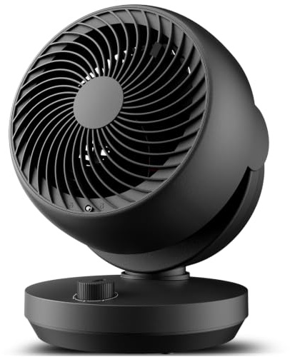 Ventilator Leise, 22dB Tischventilator mit Luftzirkulation, Leistungsstarken 3D Turbo Air Circulator, 3 Stufen & 100°/90° Verstellbarer Neigung, für Schlafzimmer, Büro und Wohnzimmer bis 21m², Schwarz