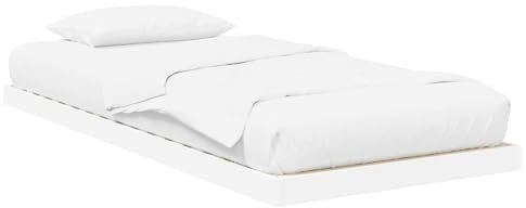 vidaXL Bodenbettrahmen Weiß 100 x 200 cm Holzwerkstoff, Elegantes, rechteckiges Bettgestell, langlebiges Holz, modernes Design, platzsparend, vielseitig im Schlafzimmer